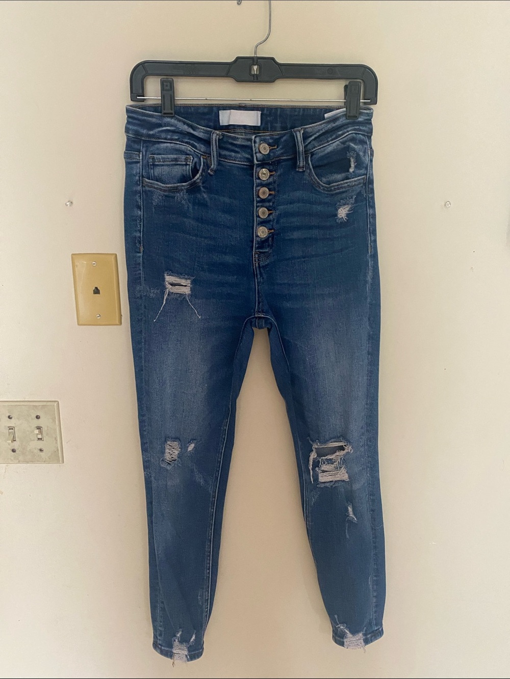 Vervet High Rise Distressed Button Fly Skinny Jeans - Size 29